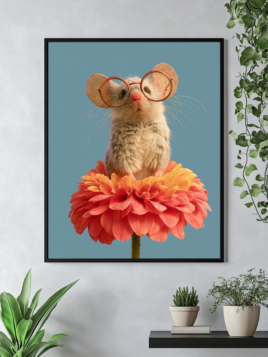 Mouse in Flower Glasses Poster. — room view 4