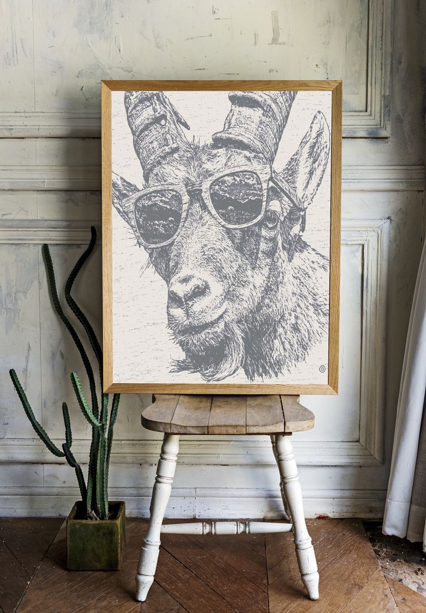 Cool Deer Portrait Print. — room view 1