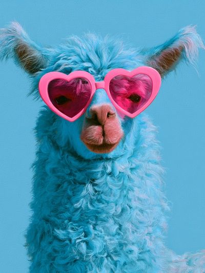 Llama in Heart Sunglasses Poster. poster