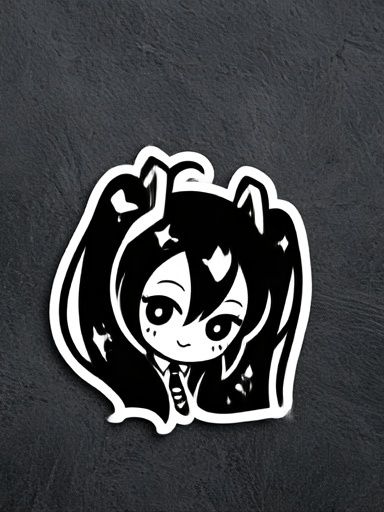 Chibi Anime Girl Black-White Poster. poster — anime art