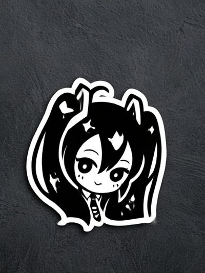 Chibi Anime Girl Black-White Poster.