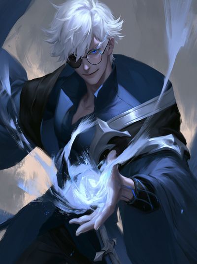 White-Haired Sorcerer Digital Art Poster. poster print