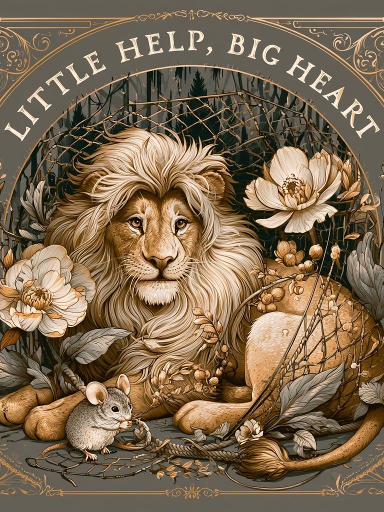 Little Help, Big Heart Lion Poster. poster — animals art