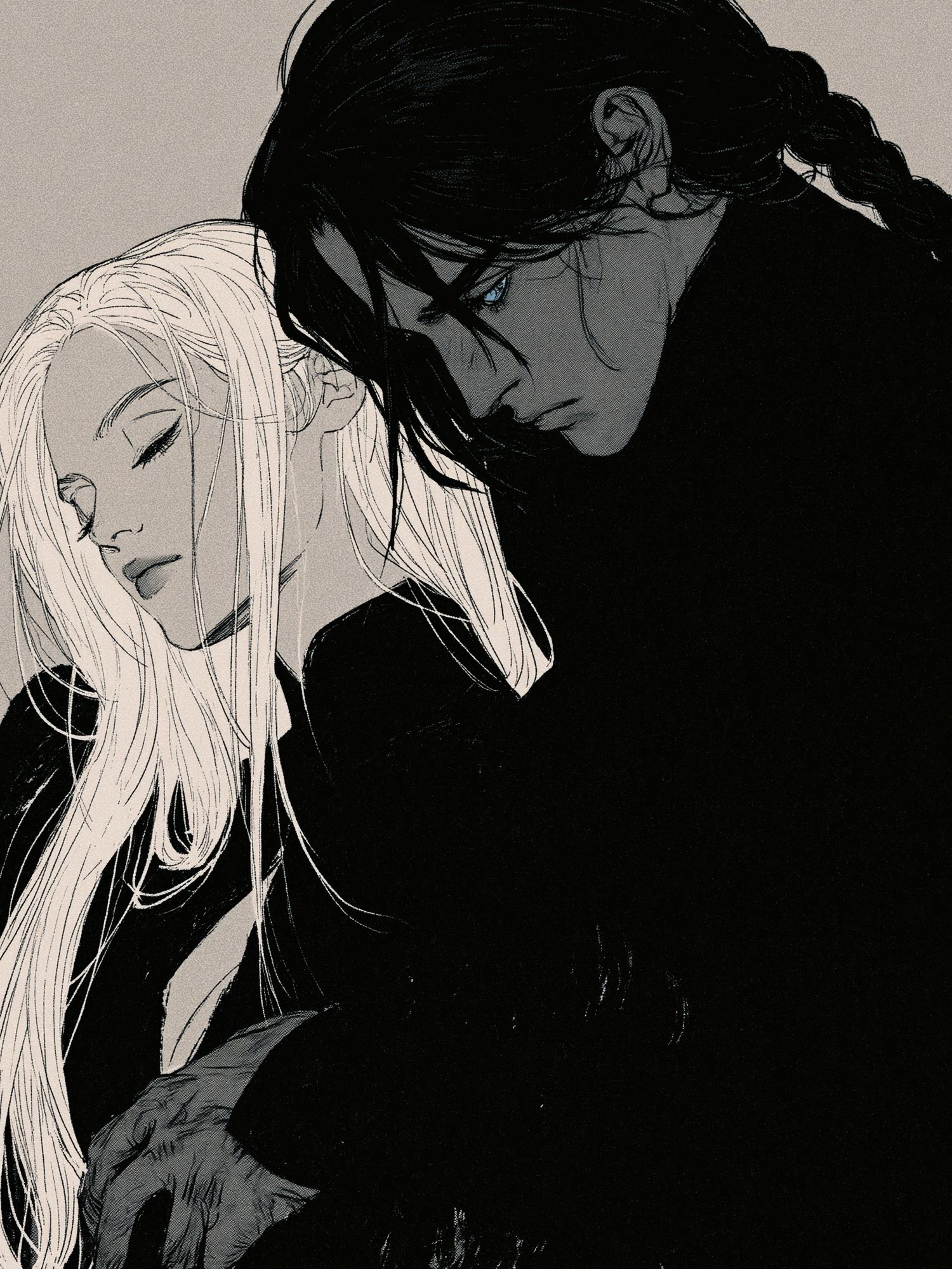 Anime Couple Portrait Print. poster — anime art