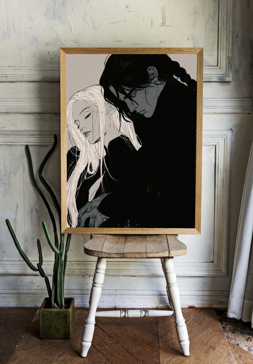 Anime Couple Portrait Print. — room view 1