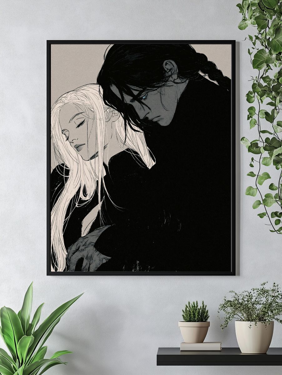 Anime Couple Portrait Print. — room view 4
