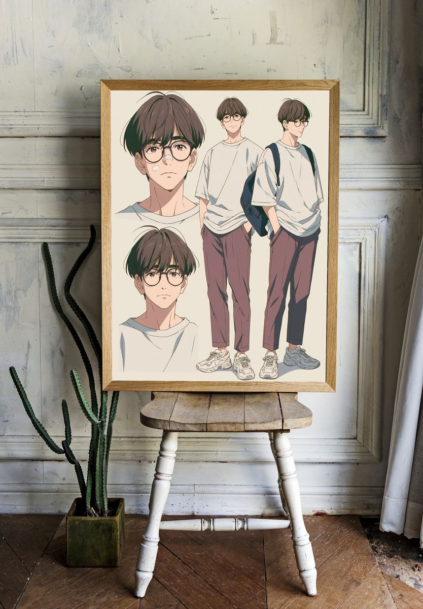 Anime Boy Character Study Poster. — room view 1