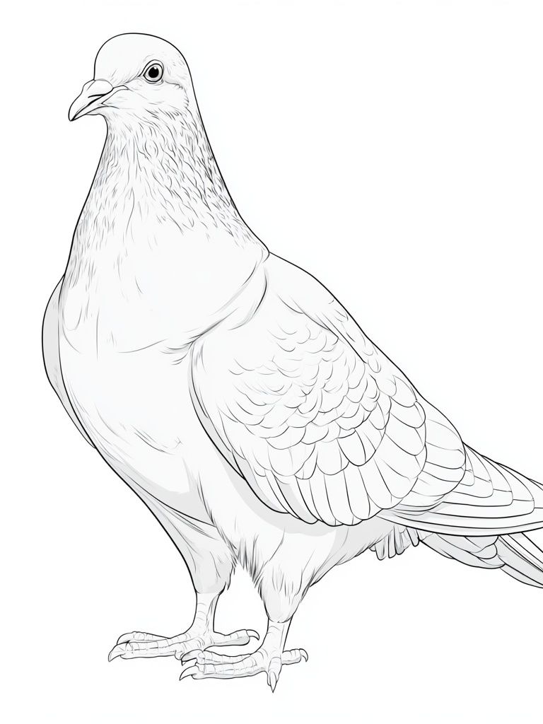 Pigeon Line Art Poster. poster detail
