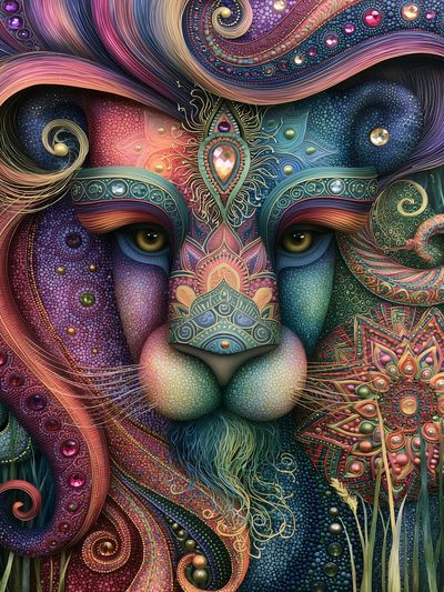Majestic Lion Portrait Illustration Poster. poster