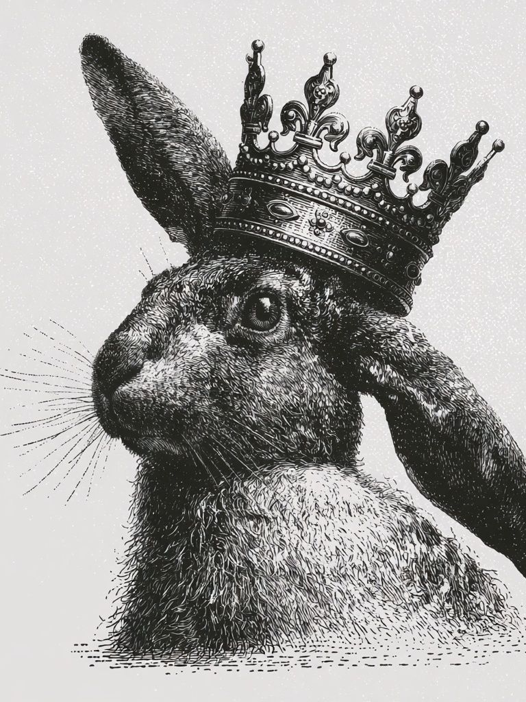 Crowned Rabbit Ink Print. poster — animals art