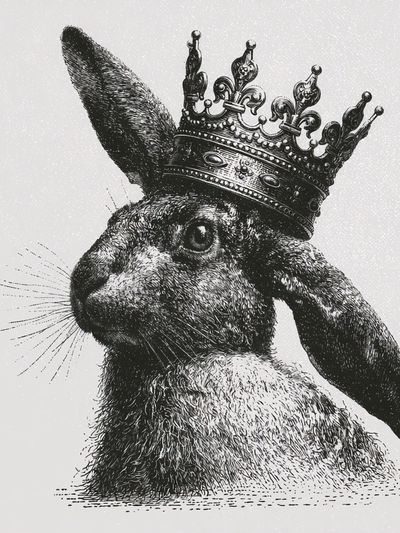 Crowned Rabbit Ink Print. poster