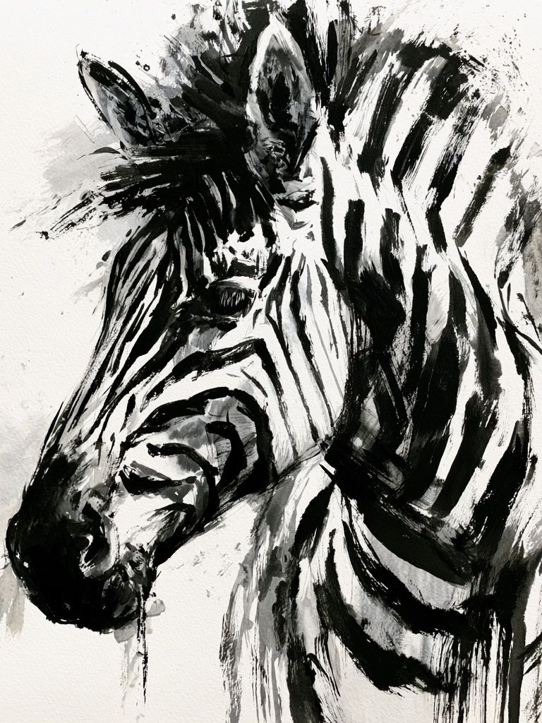 Zebra Ink Portrait Poster. poster detail