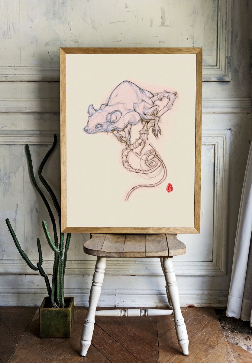 Mouse Sketch Illustration Poster. — room view 1