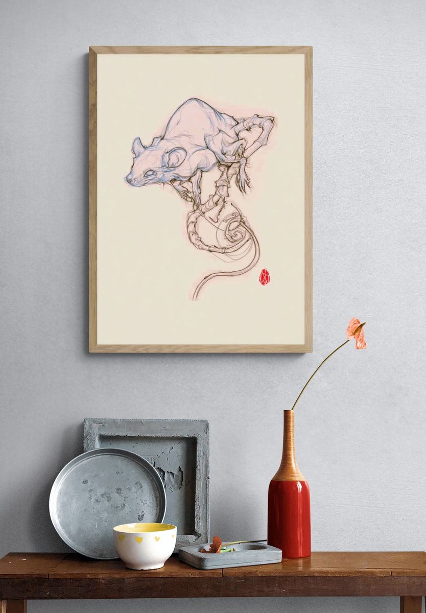 Mouse Sketch Illustration Poster. — room view 3
