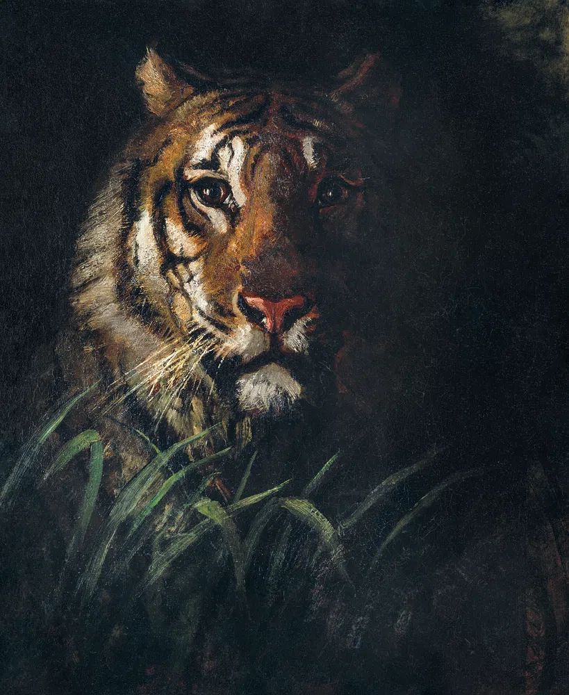 Tiger's Head painting high resolution. poster detail