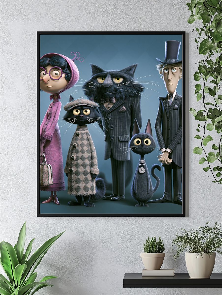 Stylish Cats Character Poster. — room view 4