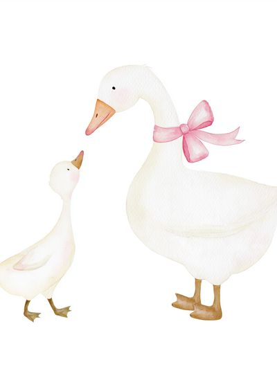 Mother and Duckling Watercolor Poster. poster