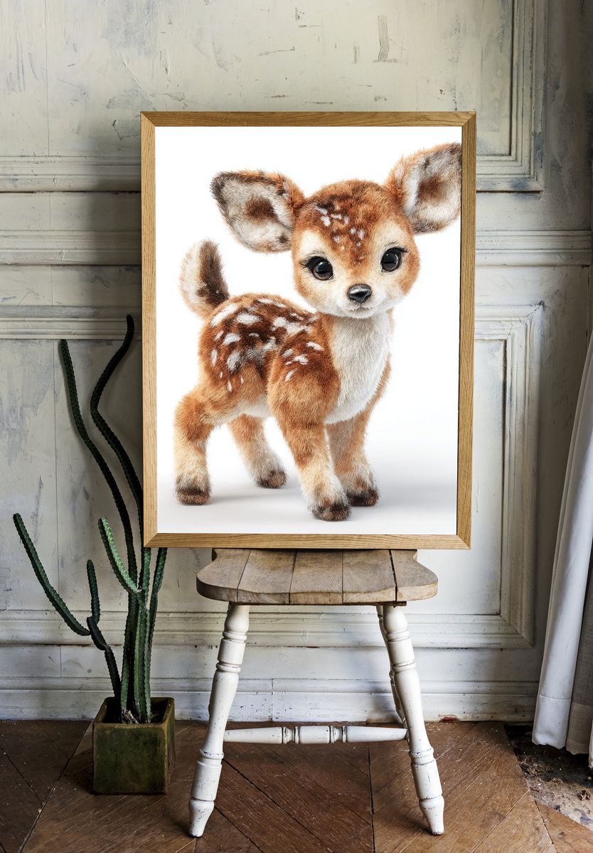Baby Deer Illustration Poster. — room view 1