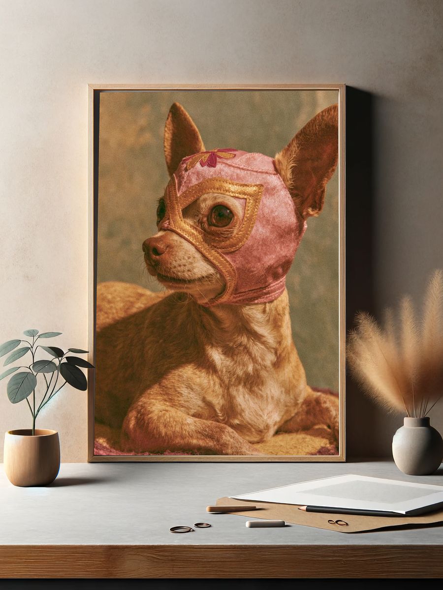 Masked Chihuahua Portrait Print. — room view 2
