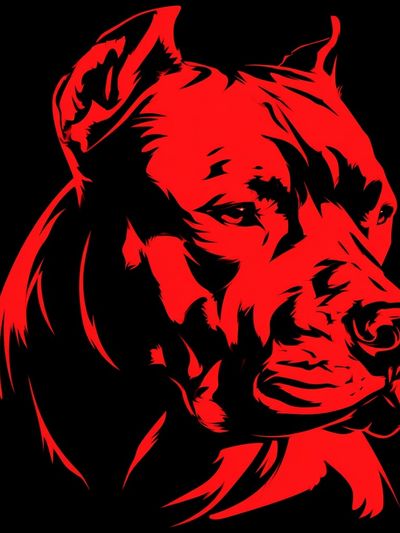 Red Pit Bull Portrait Poster.