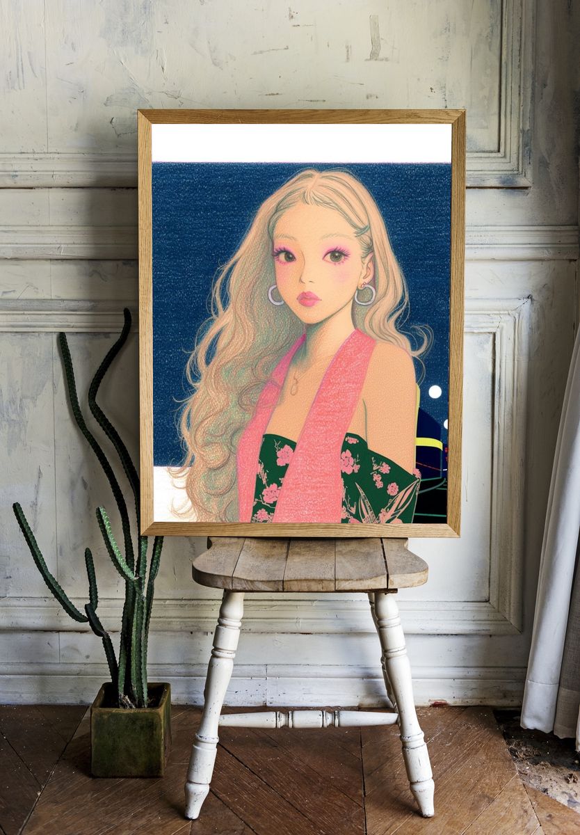 Pastel Anime Portrait Poster. room preview