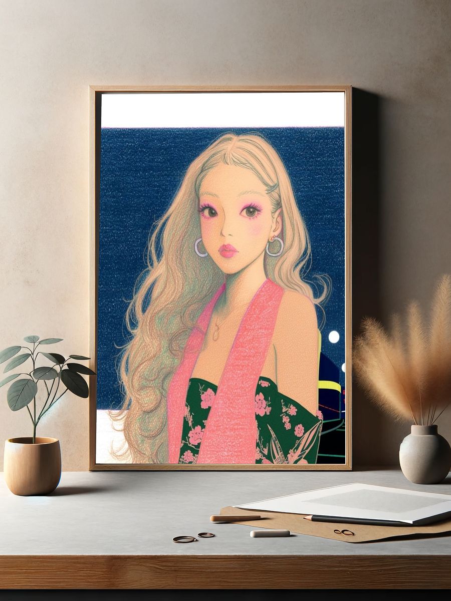 Pastel Anime Portrait Poster. — room view 2