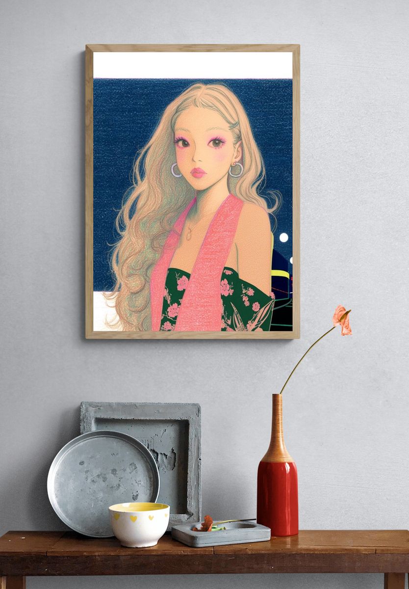 Pastel Anime Portrait Poster. — room view 3