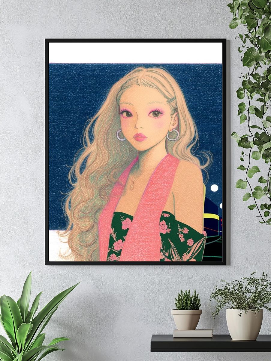 Pastel Anime Portrait Poster. — room view 4