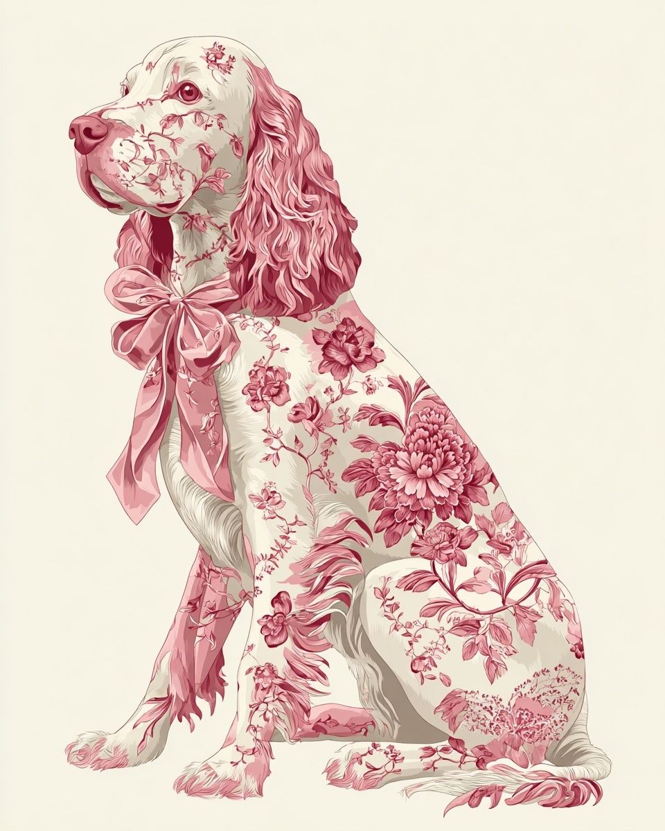 Floral Cocker Spaniel Illustration Poster. poster — animals art