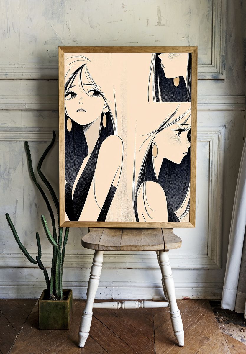 Elegant Manga Woman Poster. room preview
