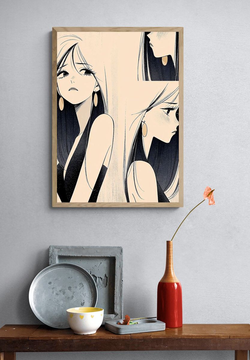 Elegant Manga Woman Poster. — room view 3