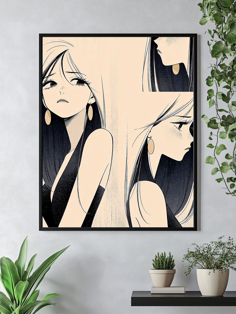 Elegant Manga Woman Poster. — room view 4