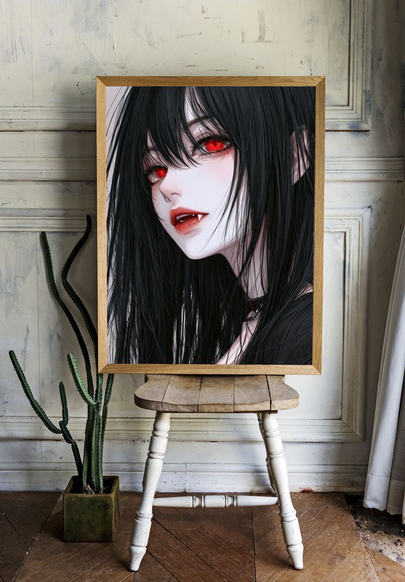 Vampire Girl Portrait Print. — room view 1