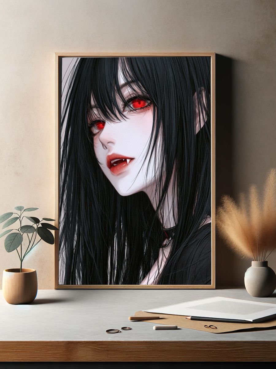 Vampire Girl Portrait Print. — room view 2