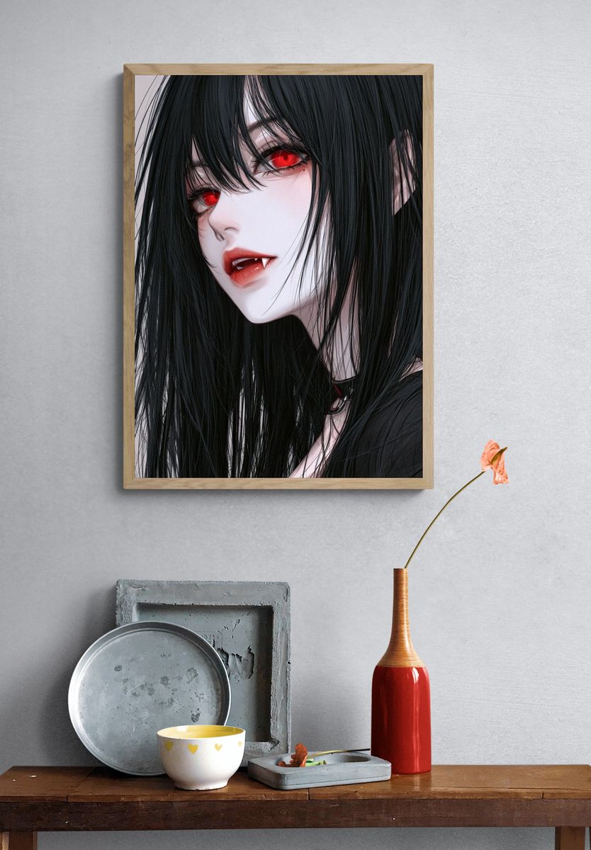 Vampire Girl Portrait Print. — room view 3