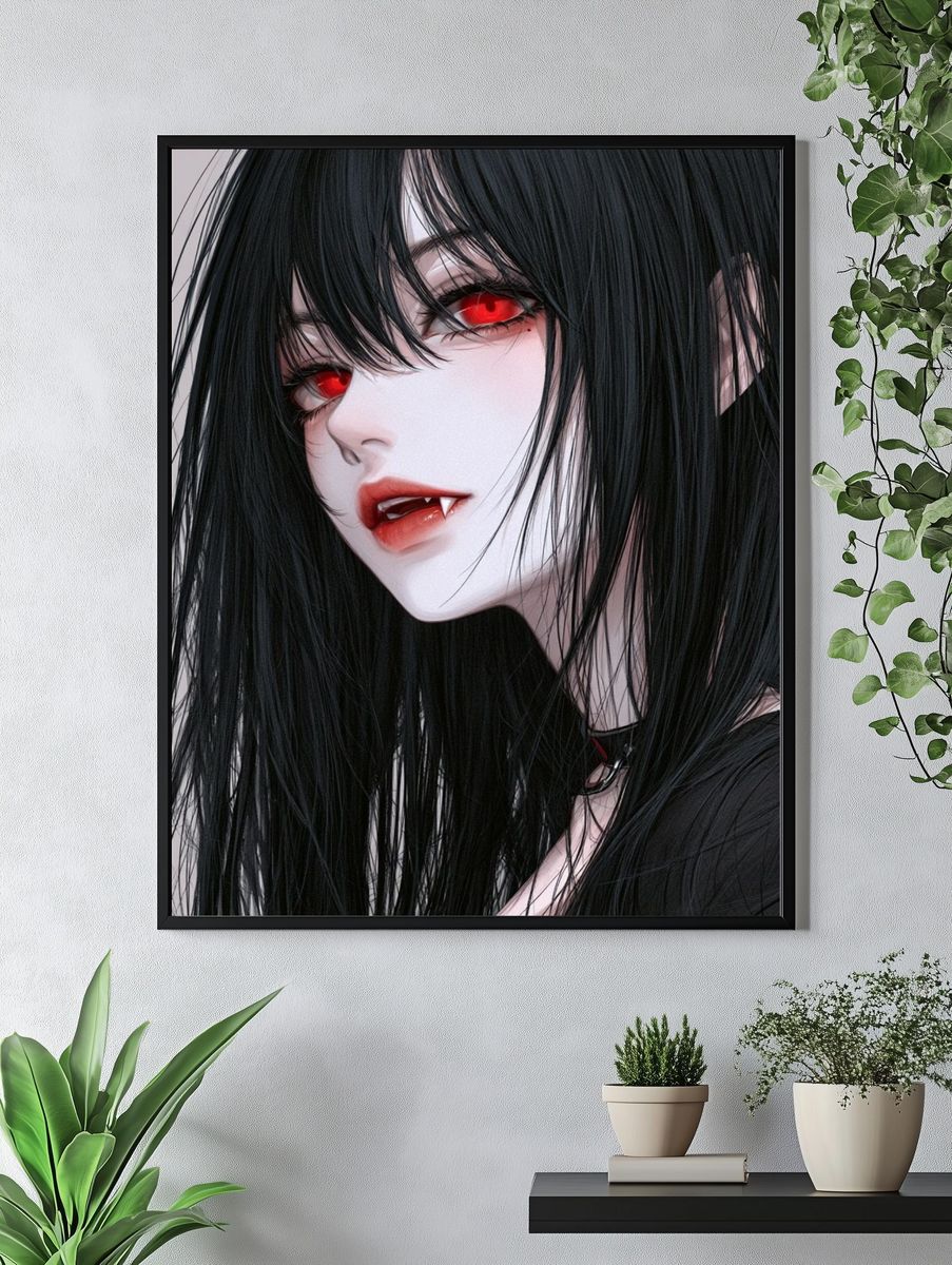Vampire Girl Portrait Print. — room view 4