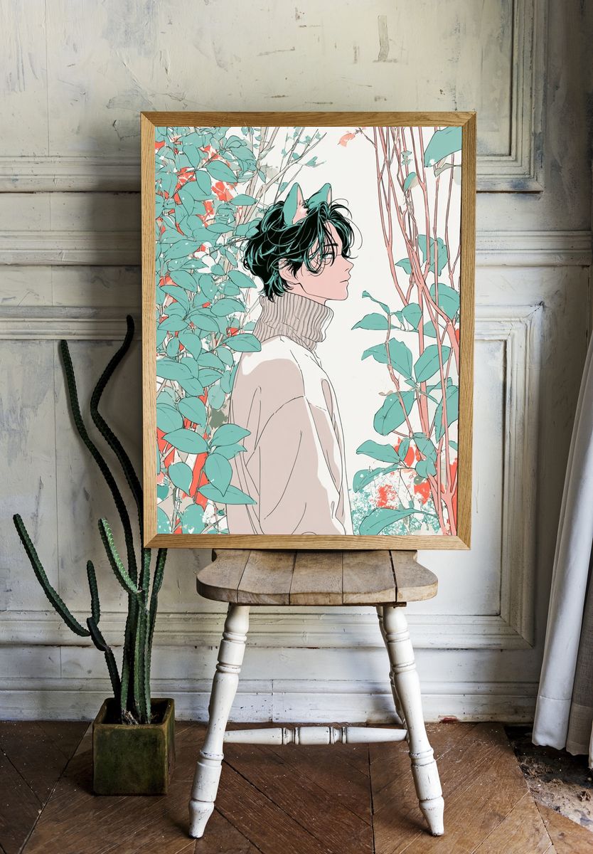 Anime Forest Portrait Print. room preview