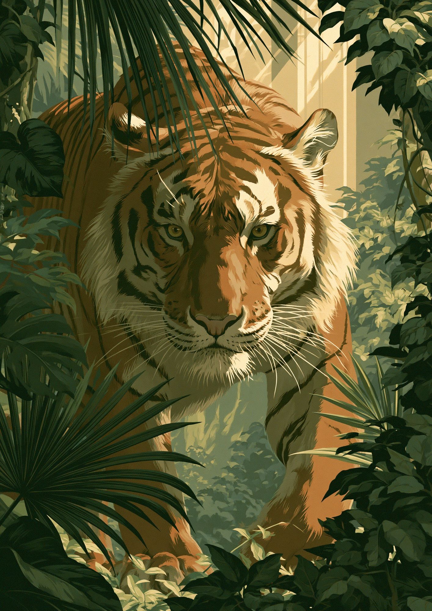 Tiger in Jungle Illustration Poster. poster detail