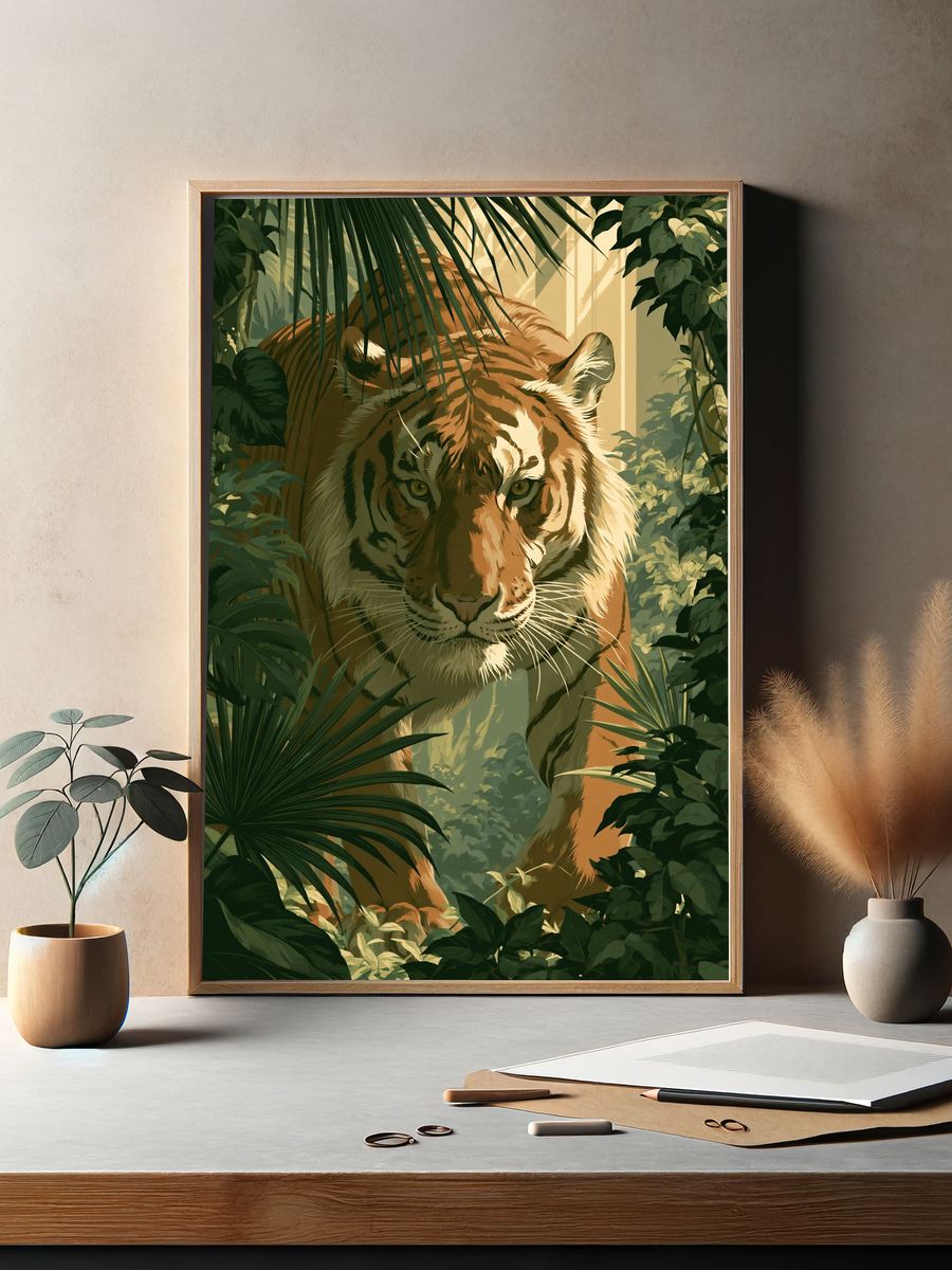 Tiger in Jungle Illustration Poster. — room view 2
