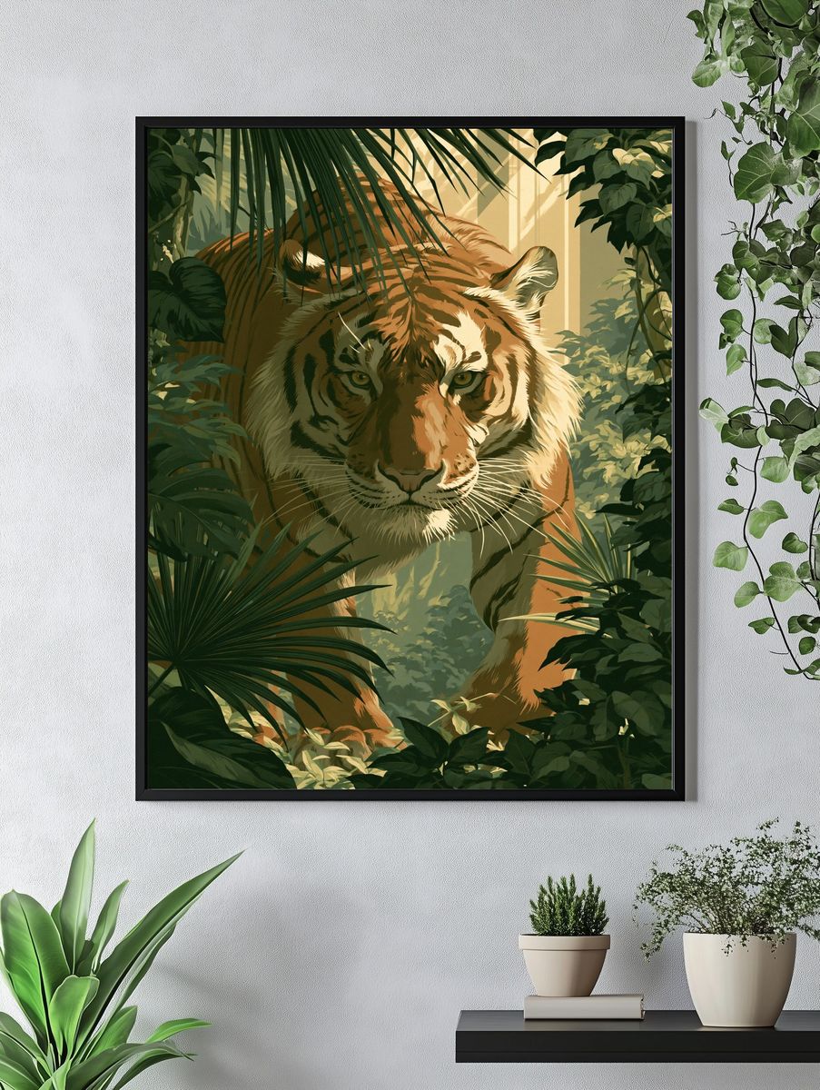 Tiger in Jungle Illustration Poster. — room view 4