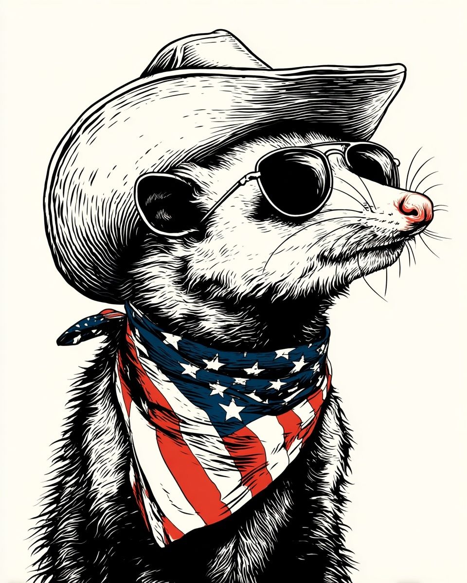 Cowboy Opossum Illustration Poster. poster — animals art