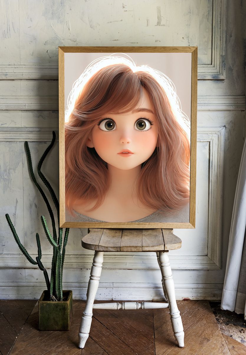 Anime Girl Portrait Print. room preview