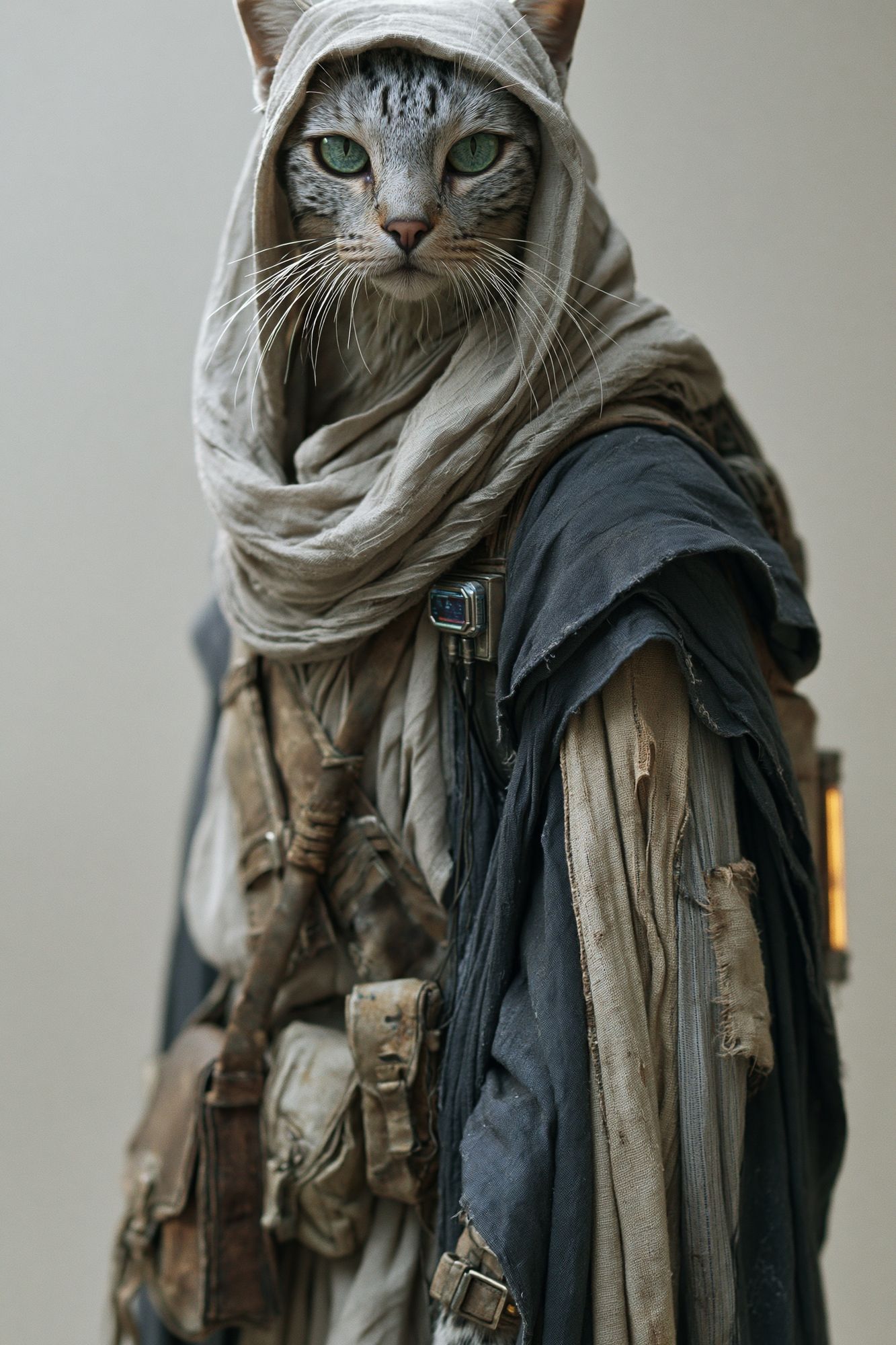 Mystic Hooded Cat Portrait Print. poster detail