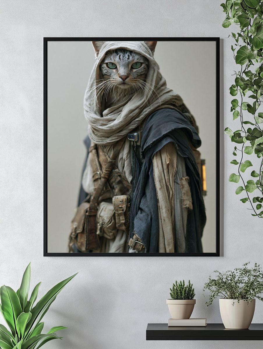 Mystic Hooded Cat Portrait Print. — room view 4