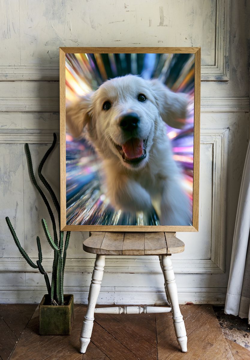 Golden Retriever Burst Poster. — room view 1