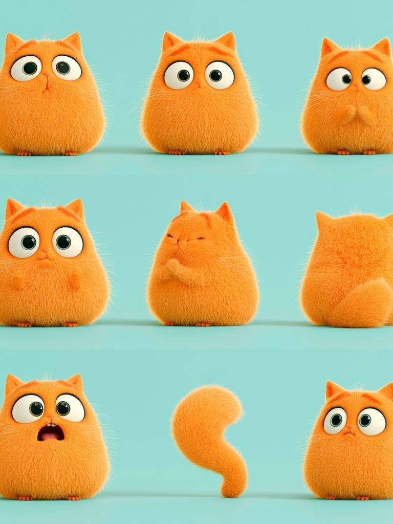 Orange Cat Expressions Illustration Poster. poster — animals art