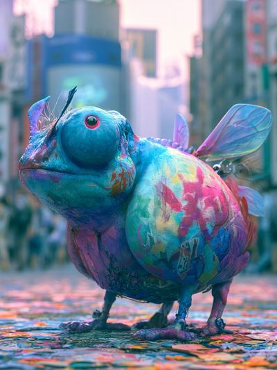 Colorful Chameleon Street Art Poster. poster