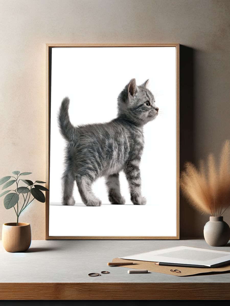 Gray Kitten Portrait Poster. — room view 2