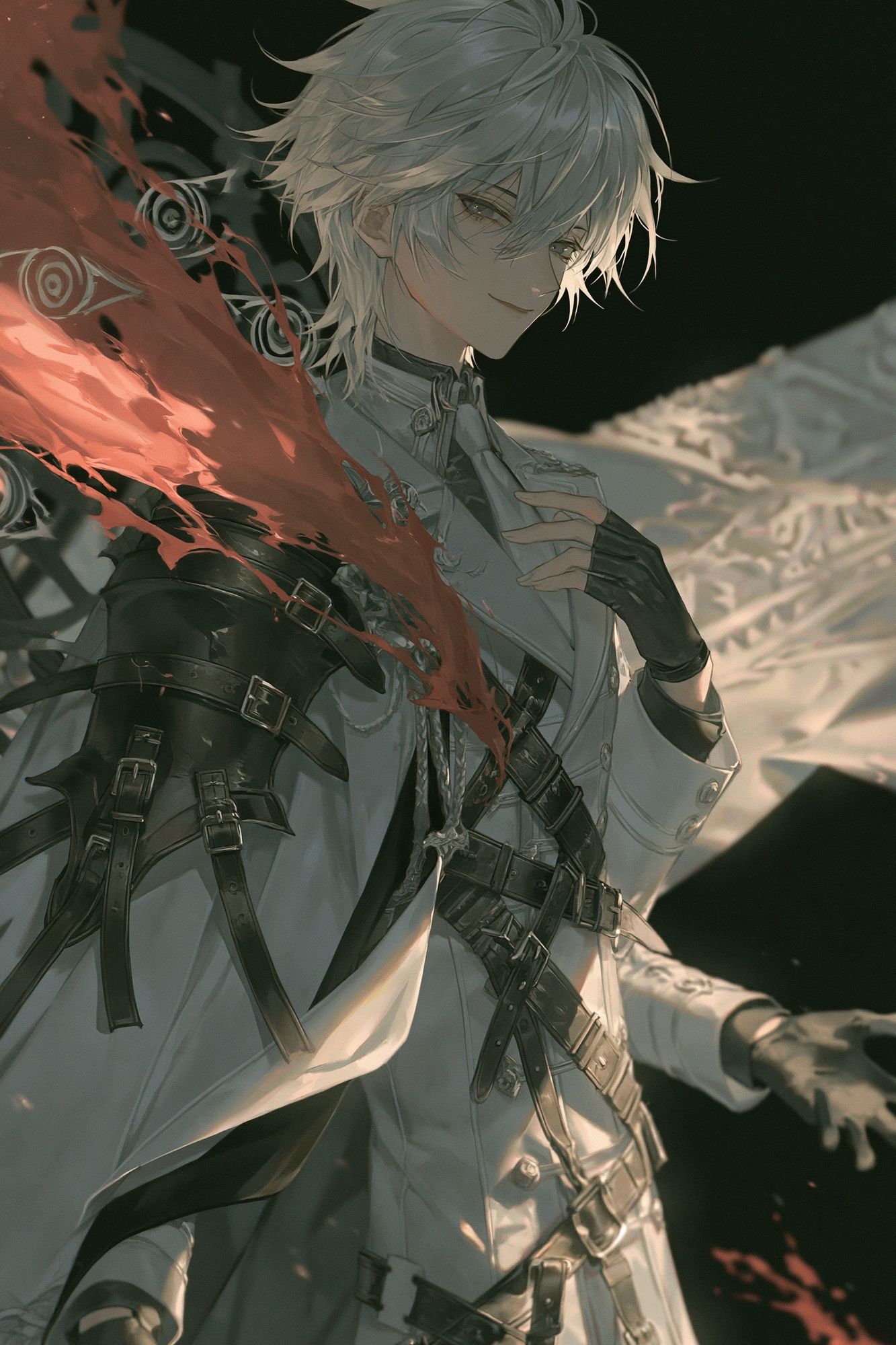 White-Haired Anime Character Print. poster — anime art
