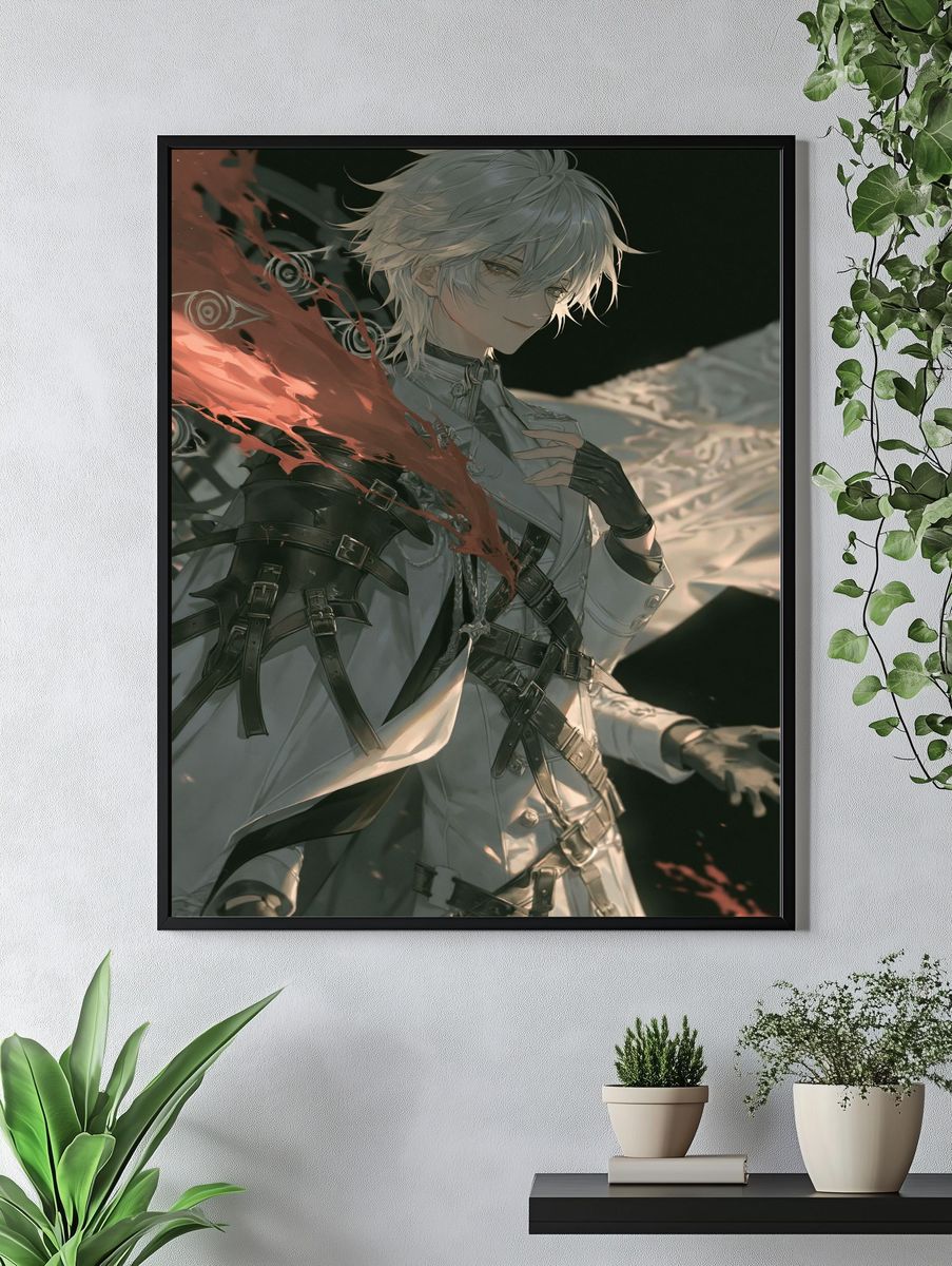 White-Haired Anime Character Print. — room view 4